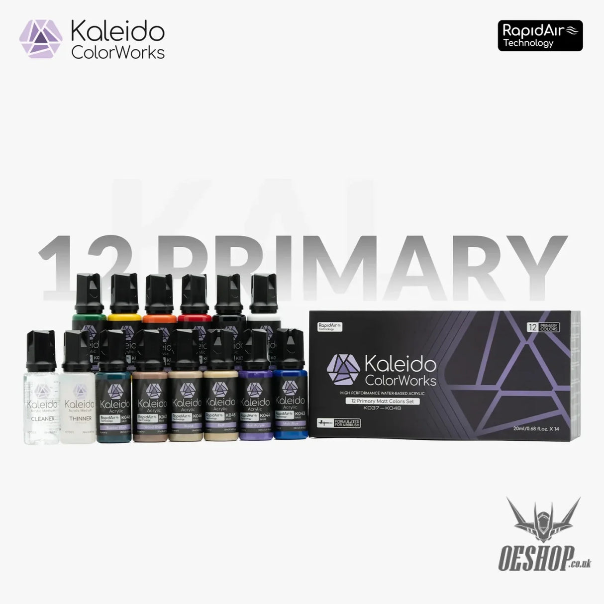 Gaahleri Kaleido ColorWorks 12 Primary Matt Colors Set - Painting Consumables