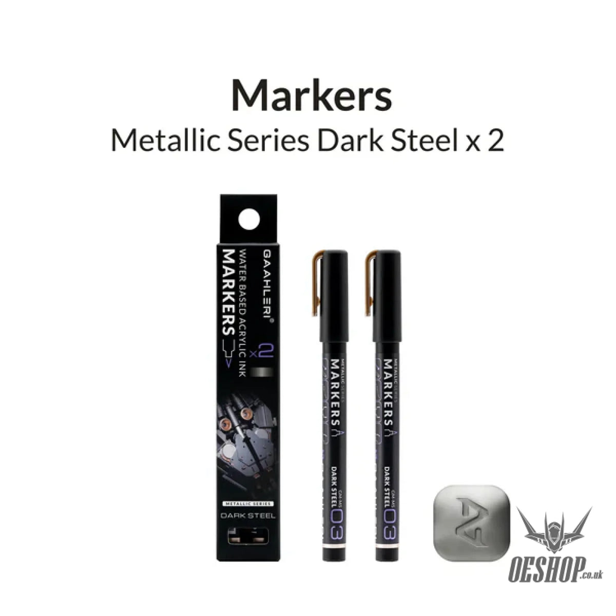 Gaahleri Metallic Series Markers x2 Dark Steel Markers