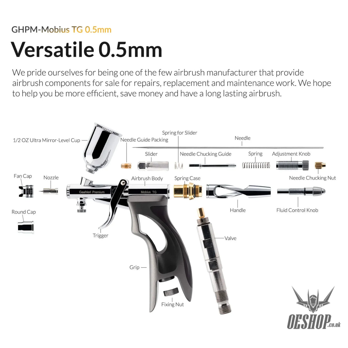 Gaahleri Premium Series GHPM-Mobius TG 0.5mm Airbrush Airbrushes