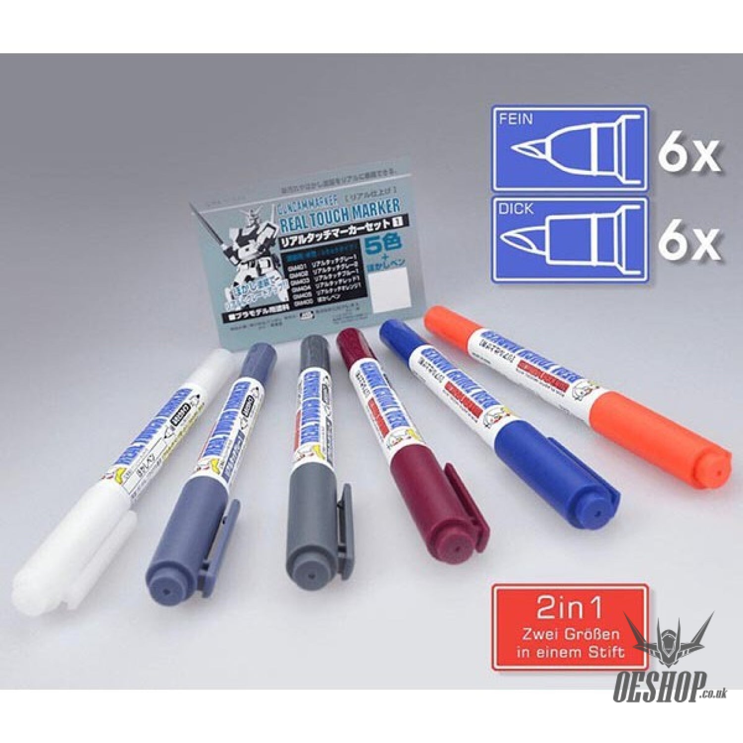 GSI Mr.Hobby GMS112 Gundam Marker Real Touch Marker Set 1 (6 Piece) GSI Creos Mr. Hobby 16.98 OEShop