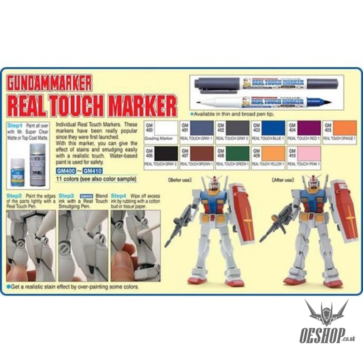 GSI Mr.Hobby GMS113 Gundam Marker Real Touch Marker Set 2 (6 Piece) GSI Creos Mr. Hobby 16.98 OEShop