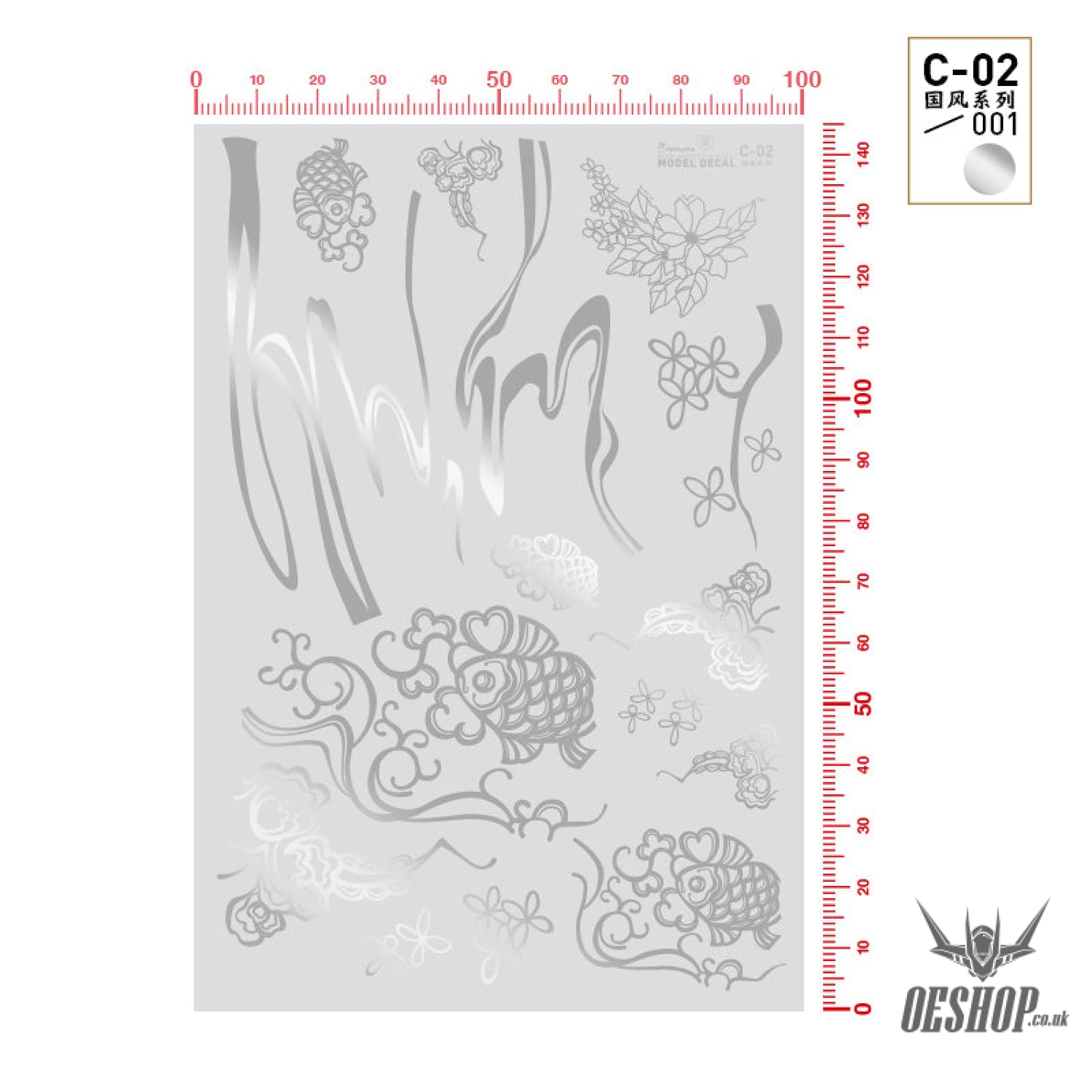 HobbyMio C-02 Model Decals National Style Series Metallic Color Decals