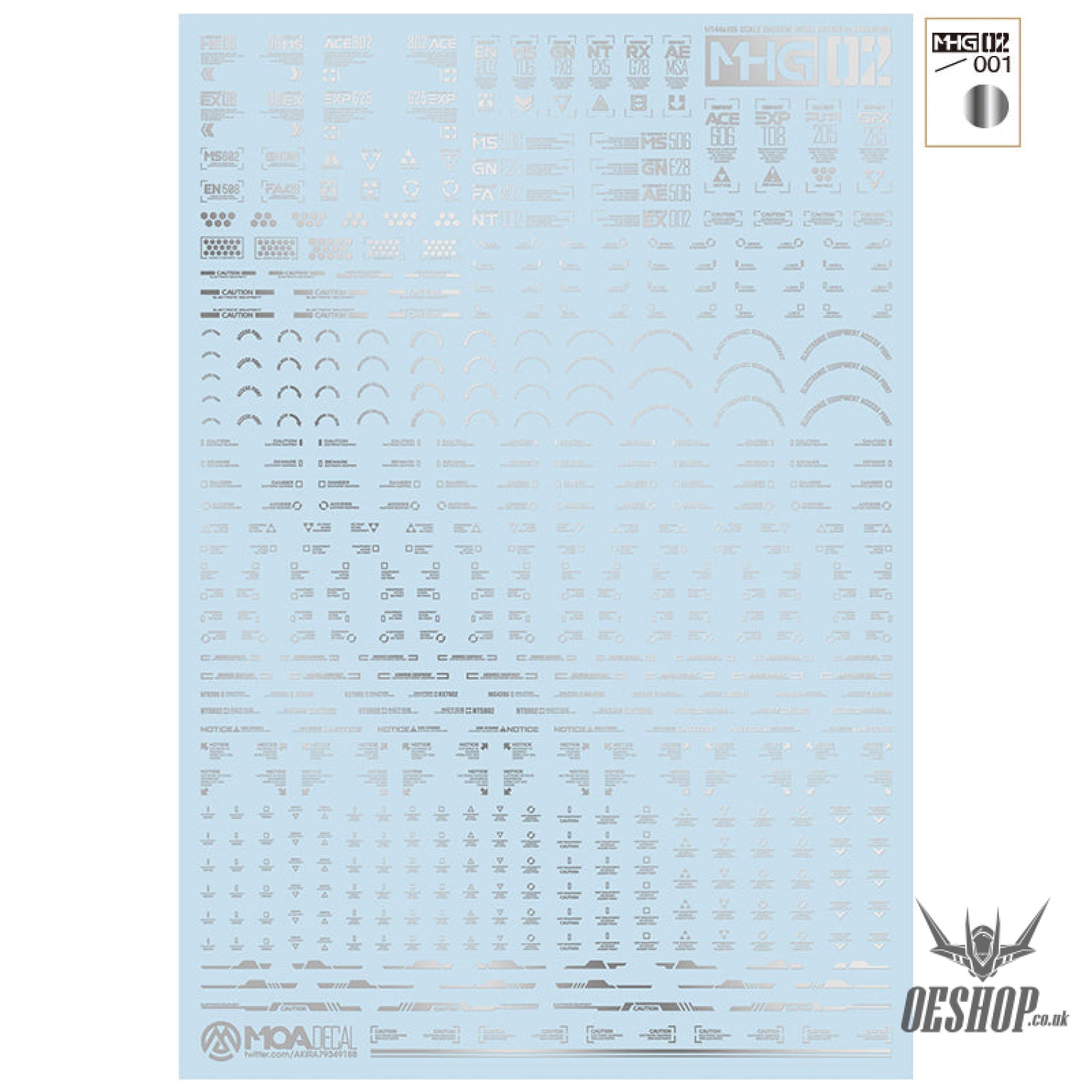 HobbyMio MHG02 Model Decals 1/144 Universal Warning Label With UV Options MHG02-001 Decals