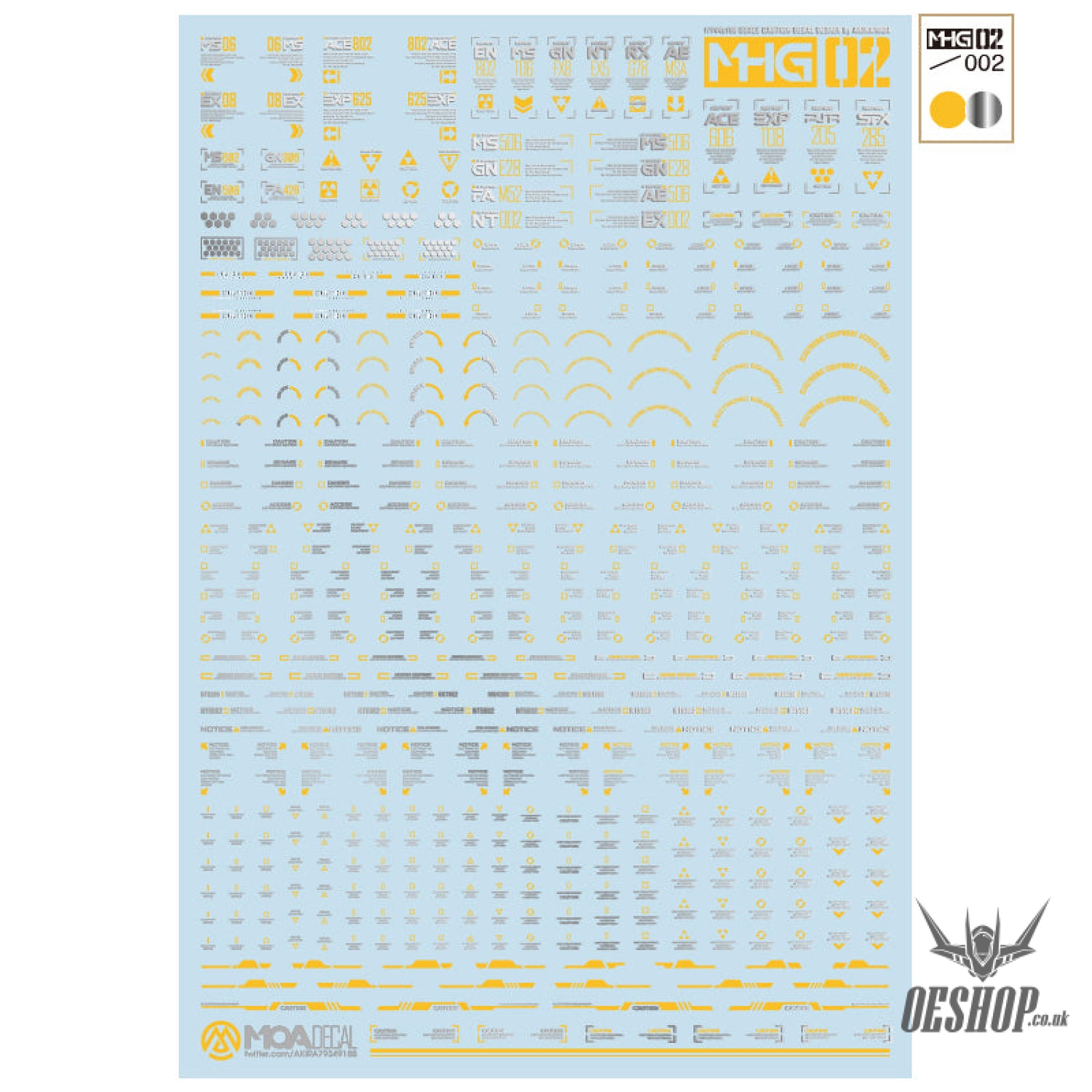 HobbyMio MHG02 Model Decals 1/144 Universal Warning Label With UV Options MHG02-002 Decals
