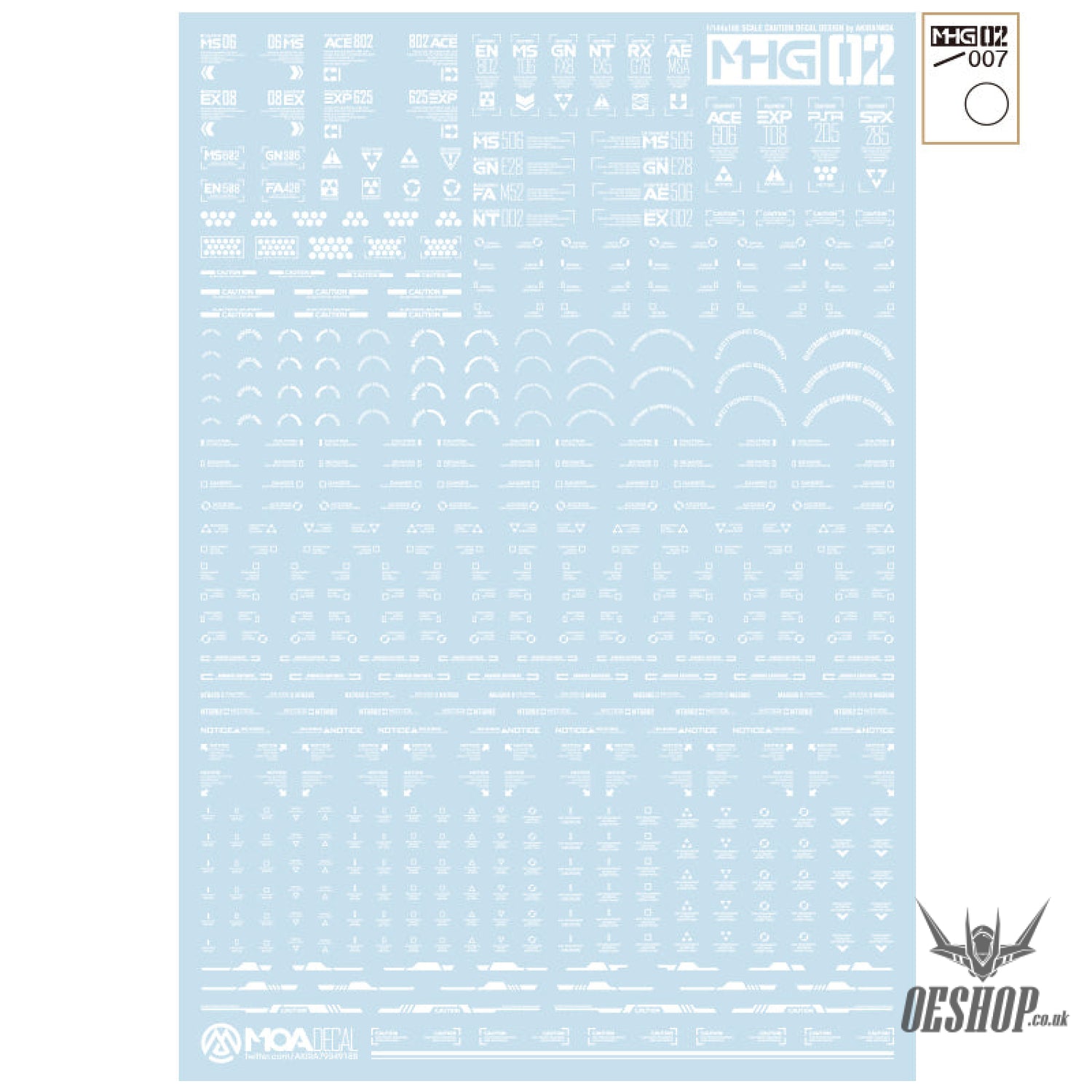 HobbyMio MHG02 Model Decals 1/144 Universal Warning Label With UV Options MHG02-007 Decals
