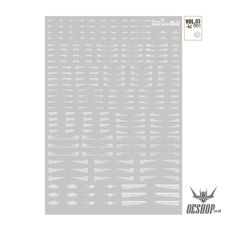 HobbyMio VOL.03 Model Decals Horizontal Text Universal For Sci-fi Mechas With UV Options VOL.03/001 Decals