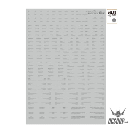 HobbyMio VOL.03 Model Decals Horizontal Text Universal For Sci-fi Mechas With UV Options VOL.03/002 Decals