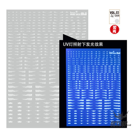HobbyMio VOL.03 Model Decals Horizontal Text Universal For Sci-fi Mechas With UV Options VOL.03/006 UV Decals