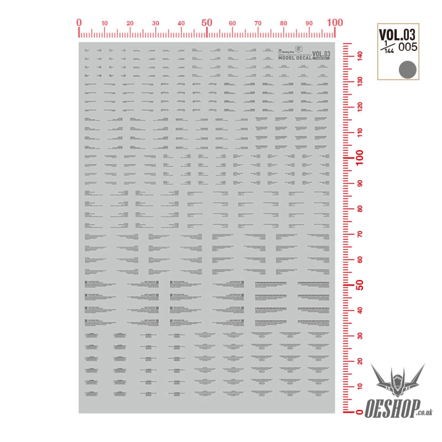 HobbyMio VOL.03 Model Decals Horizontal Text Universal For Sci-fi Mechas With UV Options Decals