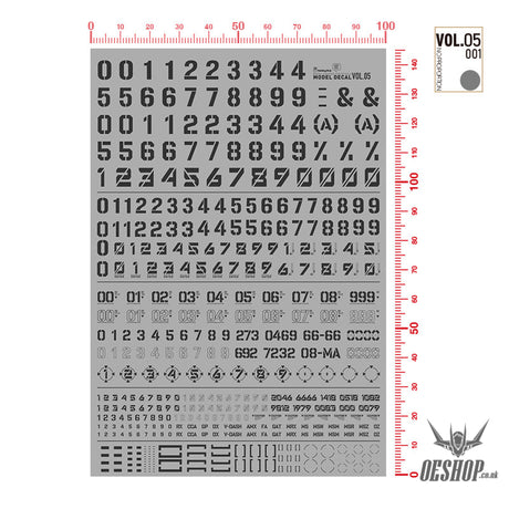 Hobbymio Vol.05 Model Decals Number Numeric Character With Uv Options Vol.05/001