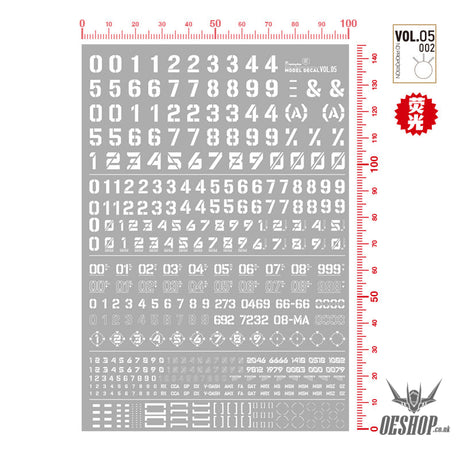 Hobbymio Vol.05 Model Decals Number Numeric Character With Uv Options Vol.05/002 (Write)