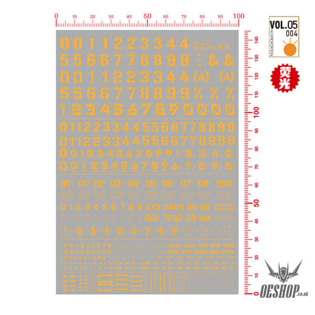 Hobbymio Vol.05 Model Decals Number Numeric Character With Uv Options Vol.05/004 (Orange)