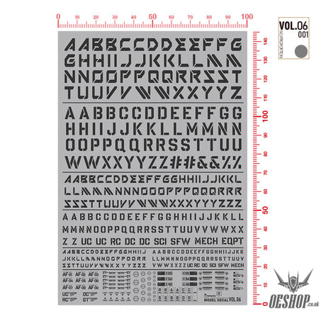 Hobbymio Vol.06 Model Decals English Characters With Uv Options Vol.06/001