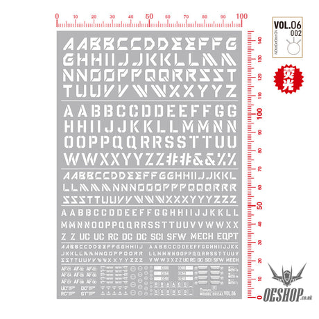 Hobbymio Vol.06 Model Decals English Characters With Uv Options Vol.06/002