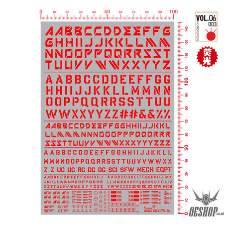 Hobbymio Vol.06 Model Decals English Characters With Uv Options Vol.06/003