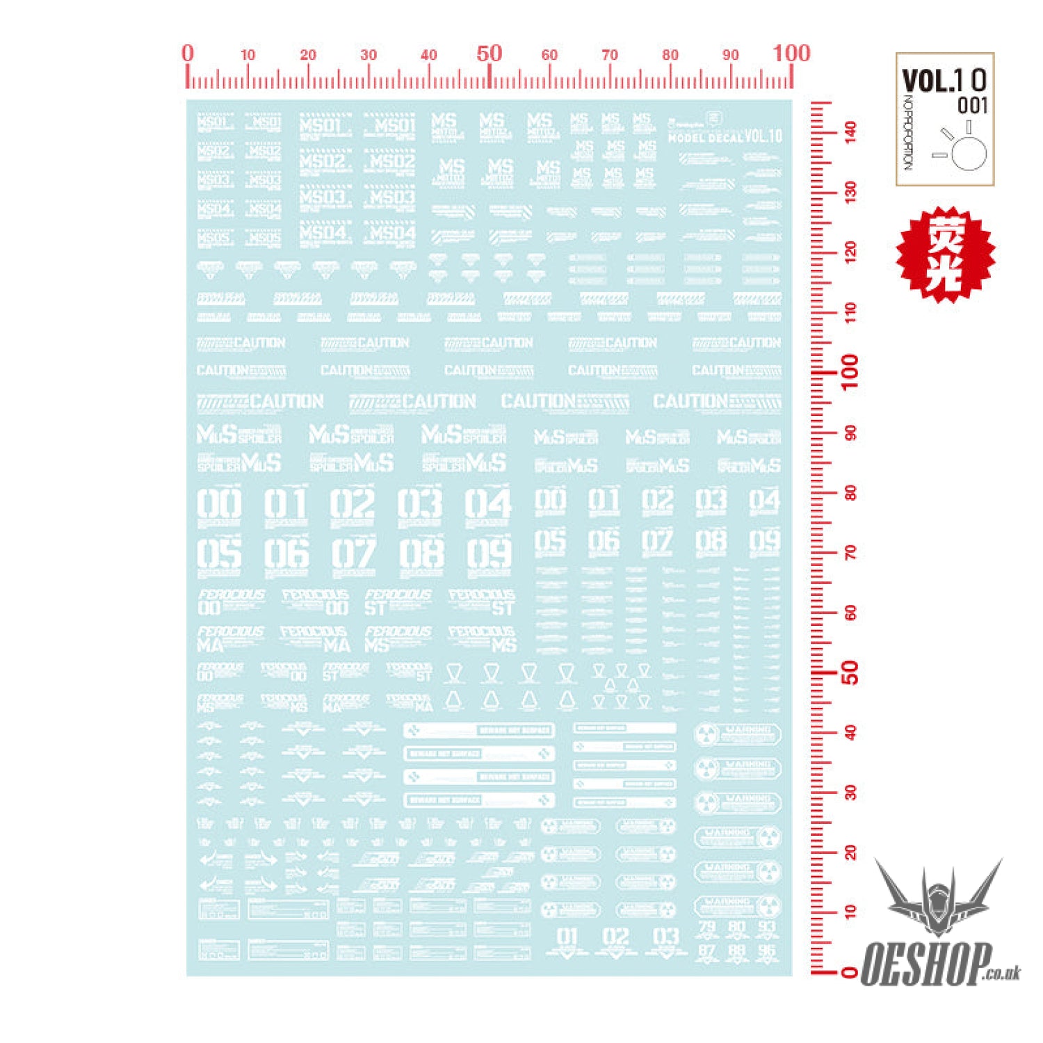 Hobbymio Vol.10 Model Decals Universal For Scale 1/100 & 1/144 Gundam With Uv Options Vol.010/001
