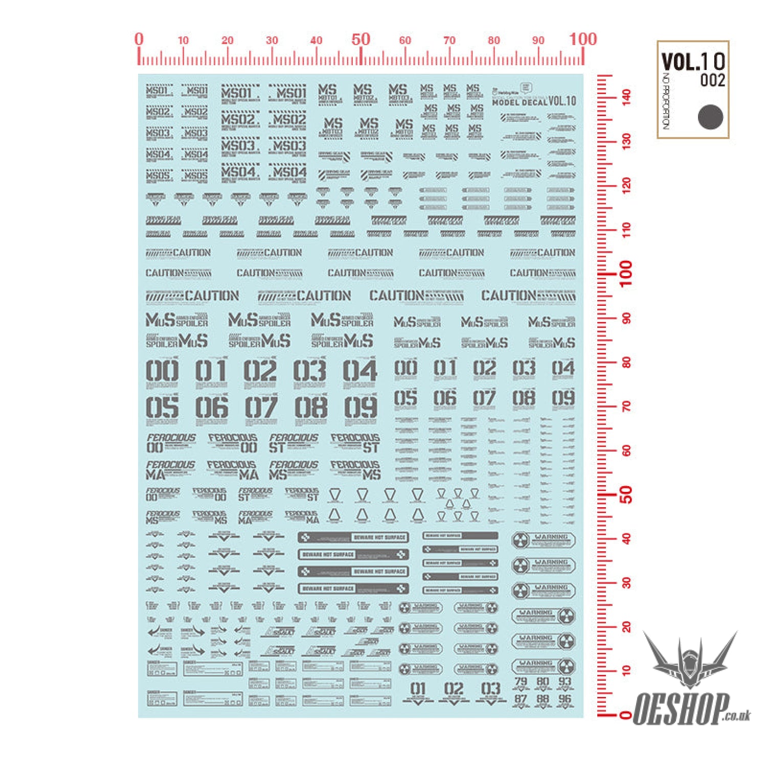 Hobbymio Vol.10 Model Decals Universal For Scale 1/100 & 1/144 Gundam With Uv Options Vol.010/002