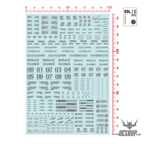 Hobbymio Vol.10 Model Decals Universal For Scale 1/100 & 1/144 Gundam With Uv Options Vol.010/002