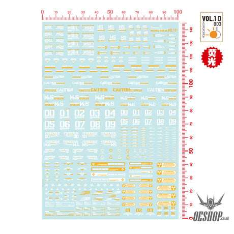 Hobbymio Vol.10 Model Decals Universal For Scale 1/100 & 1/144 Gundam With Uv Options Vol.010/003