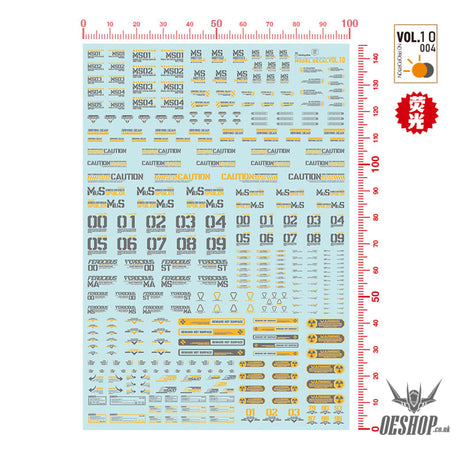 Hobbymio Vol.10 Model Decals Universal For Scale 1/100 & 1/144 Gundam With Uv Options Vol.010/004