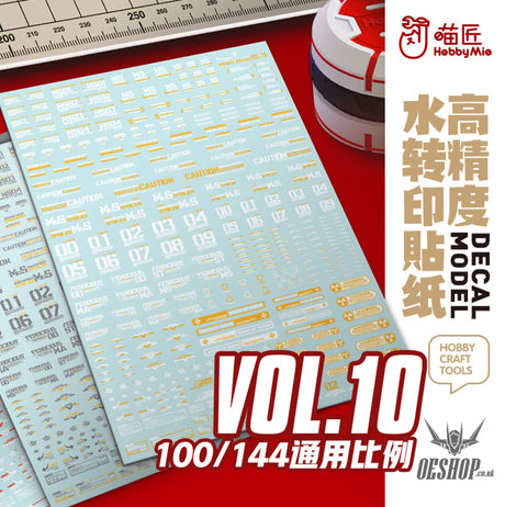 Hobbymio Vol.10 Model Decals Universal For Scale 1/100 & 1/144 Gundam With Uv Options