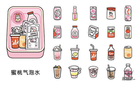 Infeel.Me Share the deliciousness with you Stickers (40 pieces) Peach Soda (Juice Juice)(40 pieces) Sticker