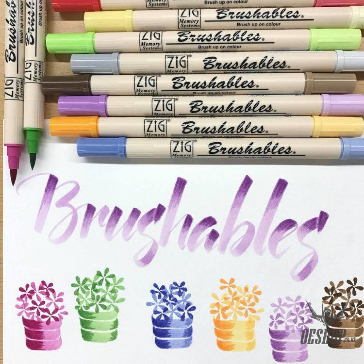 Kuretake Zig Brushables Pen set 6 colors vivid Kuretake 16.98 OEShop