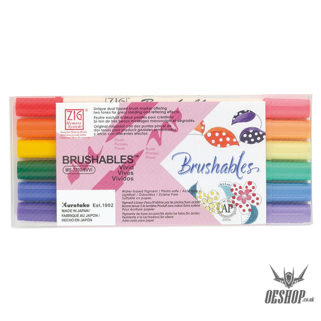 Kuretake Zig Brushables Pen set 6 colors vivid Kuretake 16.98 OEShop