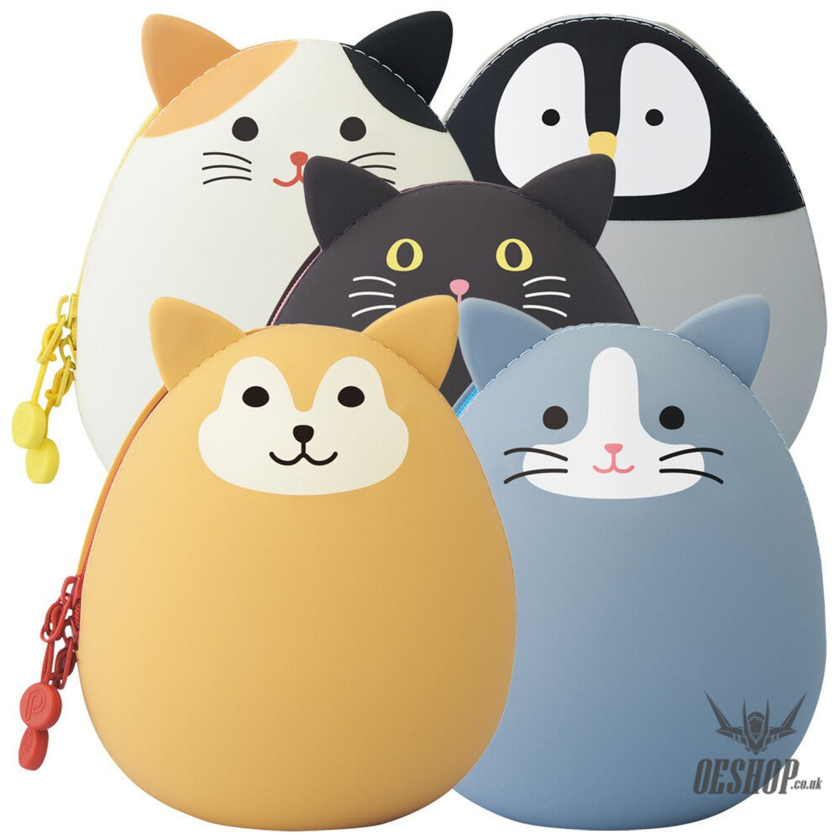 Lihit Lab PuniLabo Zipper Pouch Egg Shaped Big - White Cat A7783-7 LIHIT LAB. 14.98 OEShop