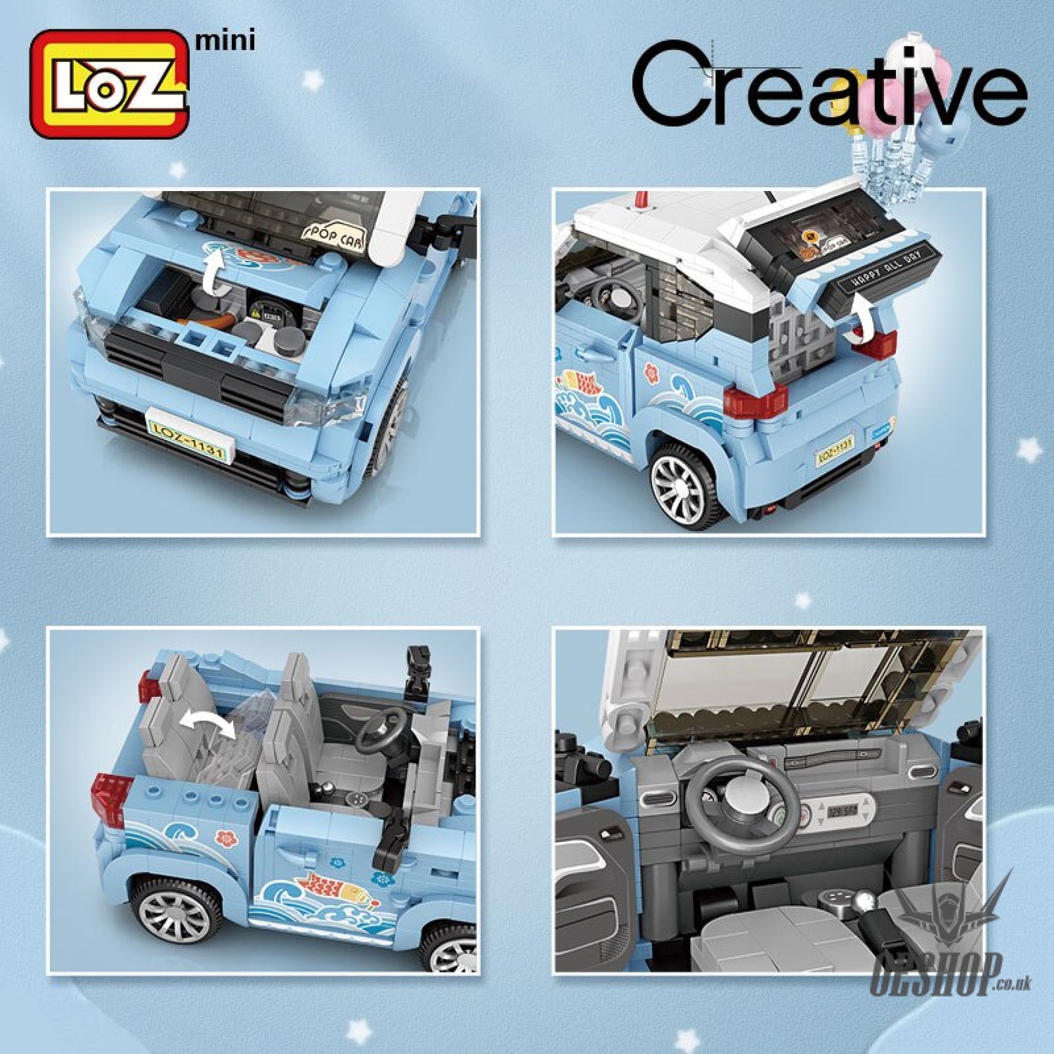 LOZ Mini Block 1131 MINI car 1/20 Scale - 875 Pcs Model Bricks Building Blocks Building Blocks