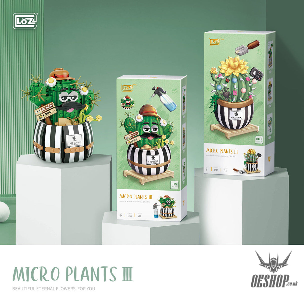 LOZ Mini Block 1245 Cactus - 578 Pcs Model Bricks Building Blocks Building Blocks