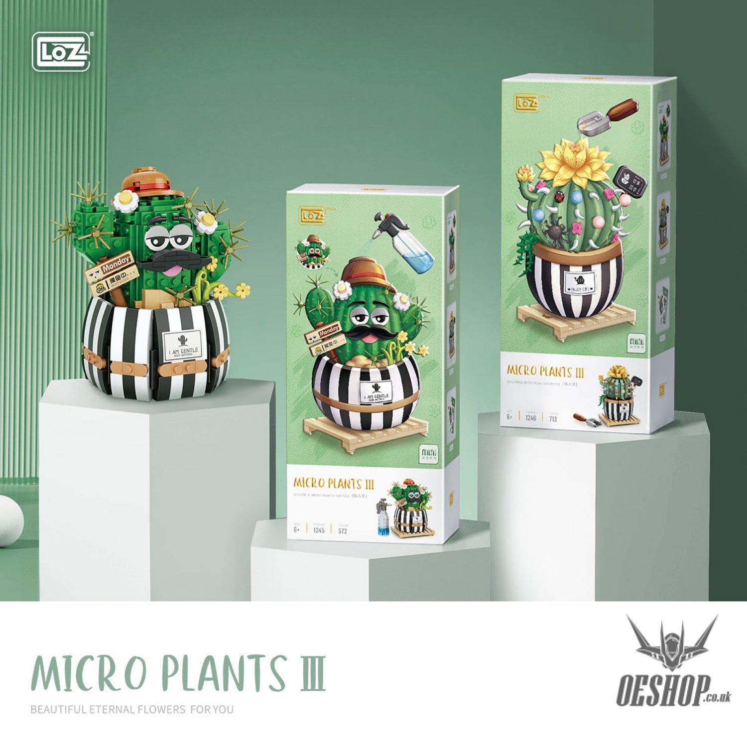 LOZ Mini Block 1245 Cactus - 578 Pcs Model Bricks Building Blocks Building Blocks