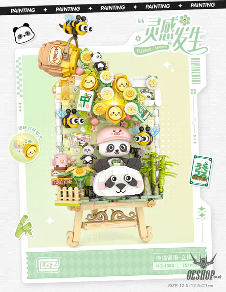 LOZ Mini Block 1302 Panda 3D Frame (with button cell) - 751 Pcs Model Bricks Building Blocks Building Blocks