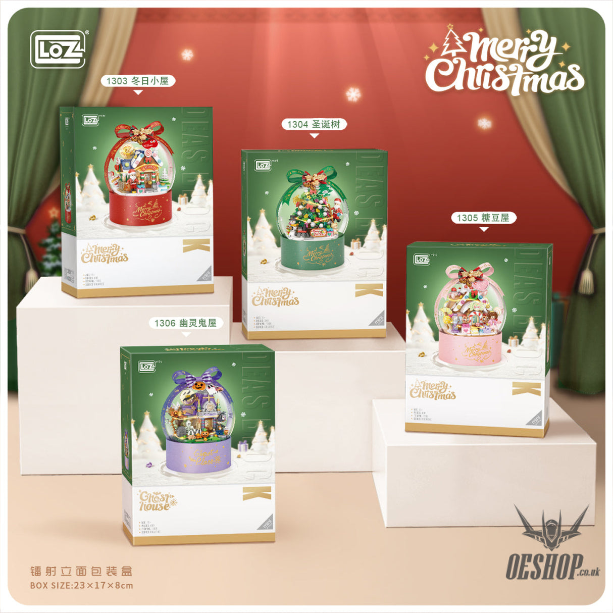 LOZ Mini Block 1304 Christmas tree Hugging bucket (with button cell) - 800 Pcs Model Bricks Building Blocks Building