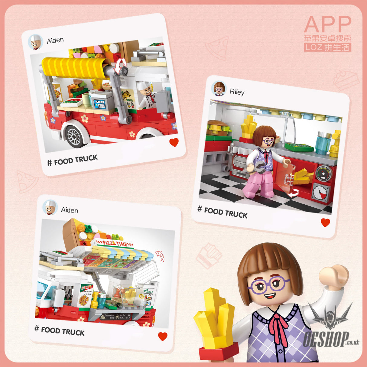 LOZ Mini Block 1739 Pizza truck - 491 Pcs Model Bricks Building Blocks Building Blocks