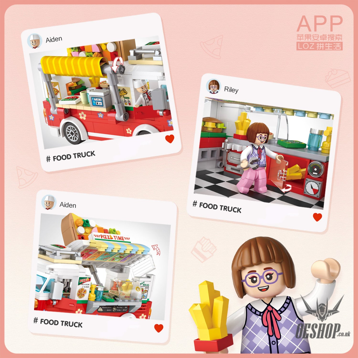 LOZ Mini Block 1739 Pizza truck - 491 Pcs Model Bricks Building Blocks Building Blocks