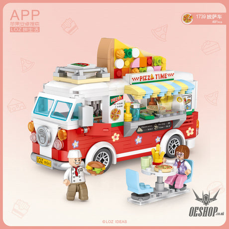 LOZ Mini Block 1739 Pizza truck - 491 Pcs Model Bricks Building Blocks Building Blocks