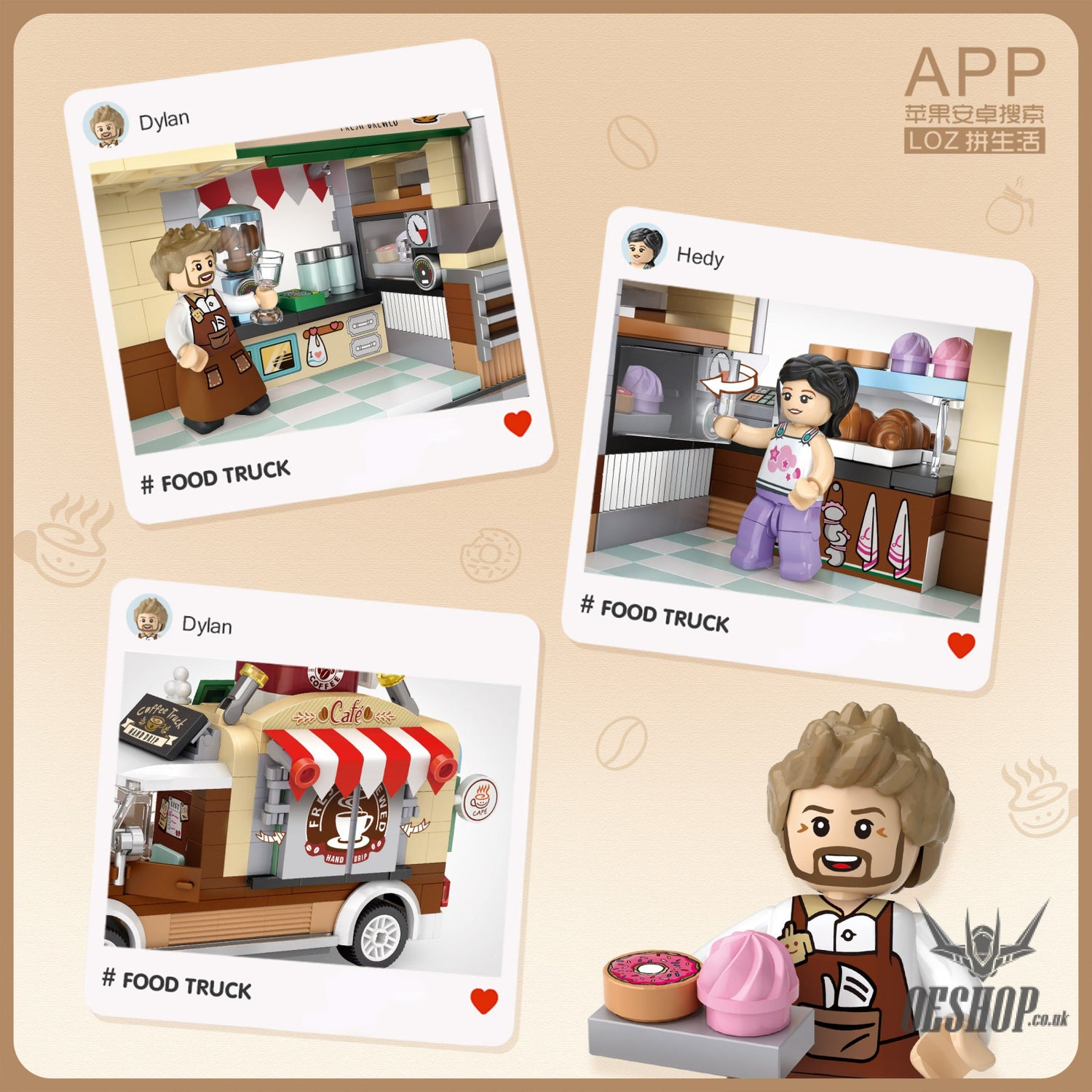 LOZ Mini Block 1740 Coffee truck - 444 Pcs Model Bricks Building Blocks Building Blocks