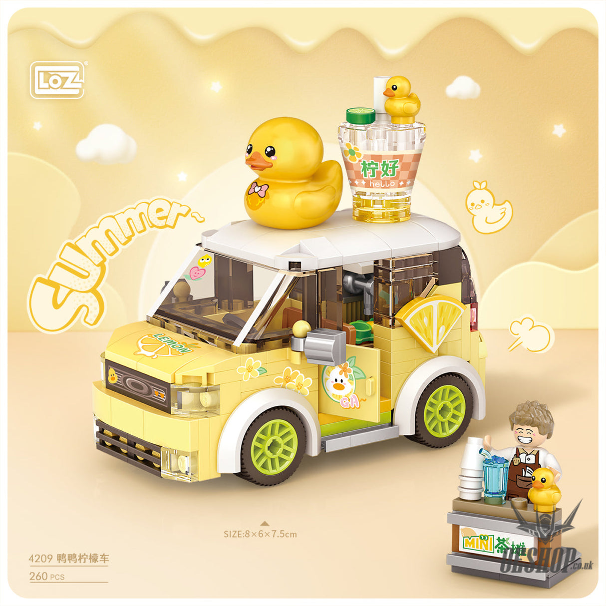 LOZ Mini Block 4209 Duck lemon tea car - 260 Pcs Model Bricks Building Blocks Building Blocks