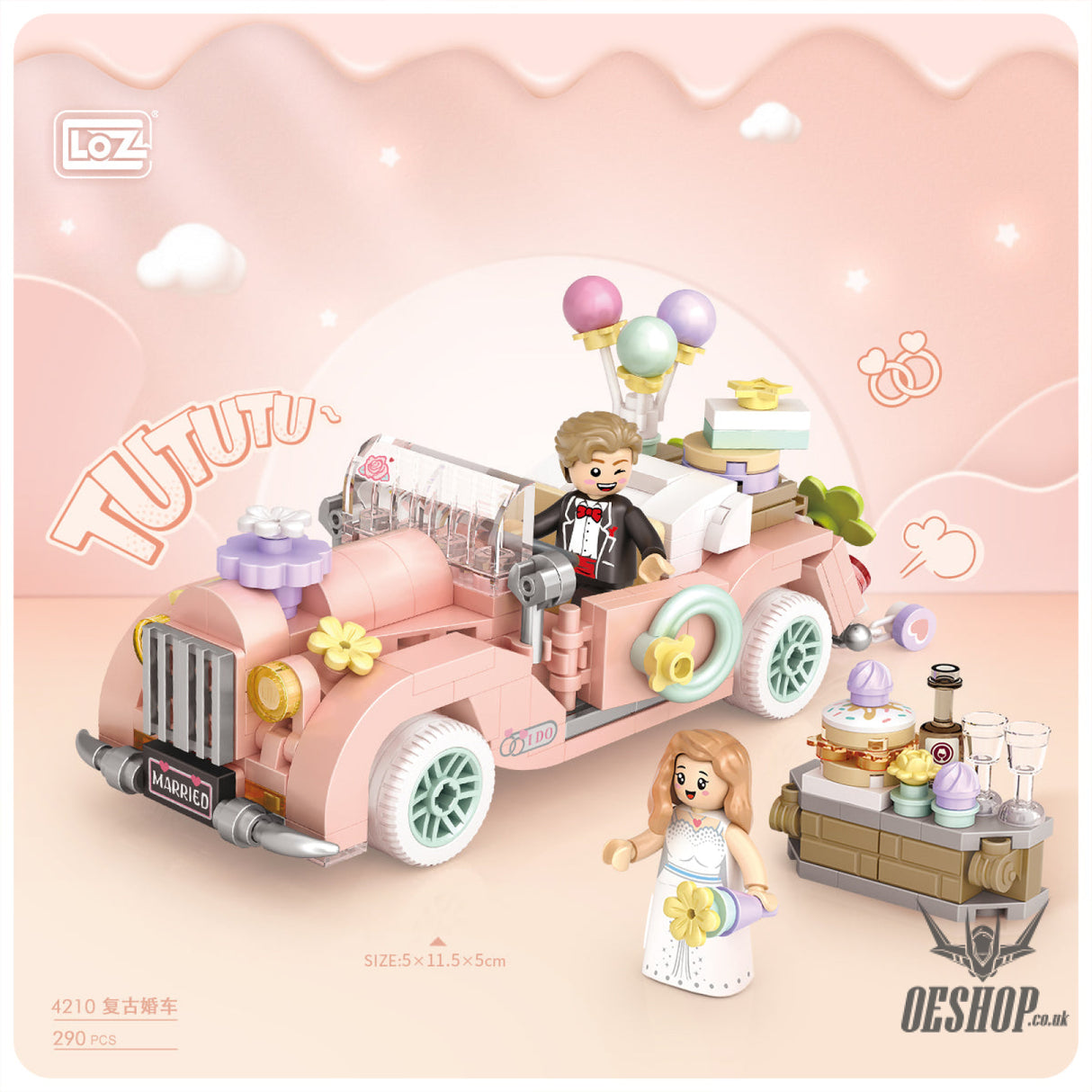 LOZ Mini Block 4210 Vintage wedding car - 290 Pcs Model Bricks Building Blocks Building Blocks