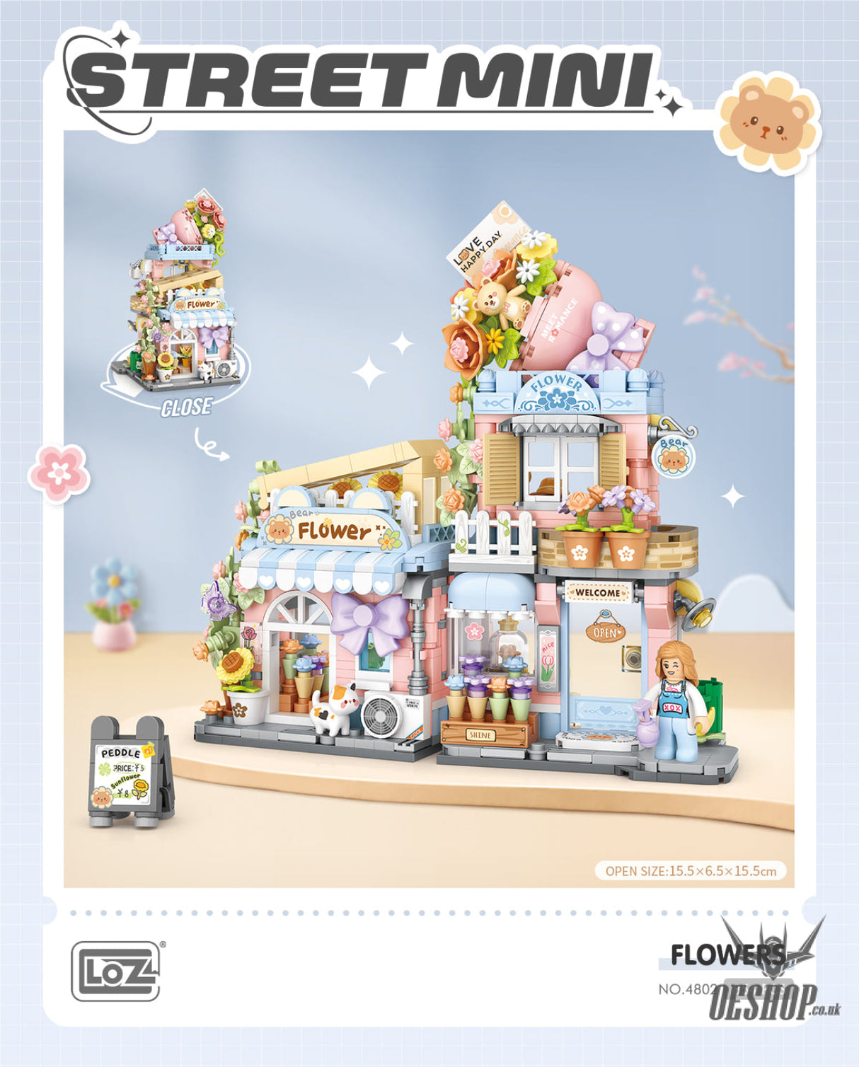 LOZ Mini Block 4802 Flower shop - 654 Pcs Model Bricks Building Blocks Building Blocks