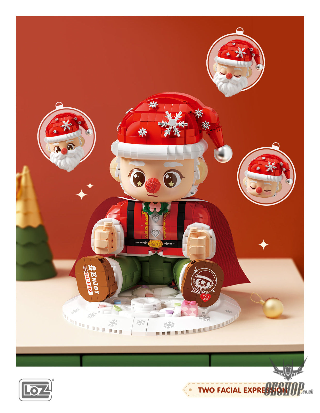 LOZ Mini Block 4911 Santa Claus (with Strip light not included battery) - 1630 Pcs Model Bricks Building Blocks