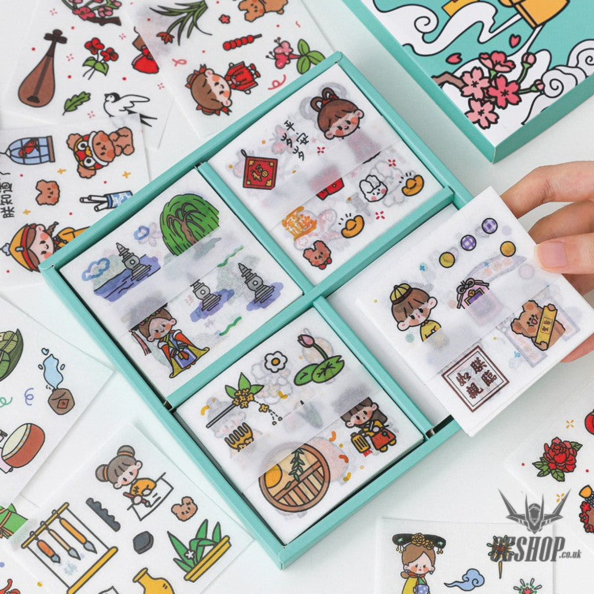 Paper Dyeing Sticker Gift Box Ancient Chinese style 100 sheets Washi Paper no repeated OEShop 8.99 OEShop