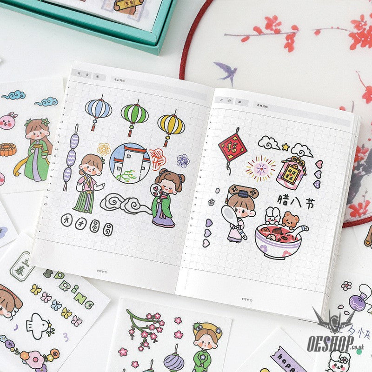 Paper Dyeing Sticker Gift Box Ancient Chinese style 100 sheets Washi Paper no repeated OEShop 8.99 OEShop