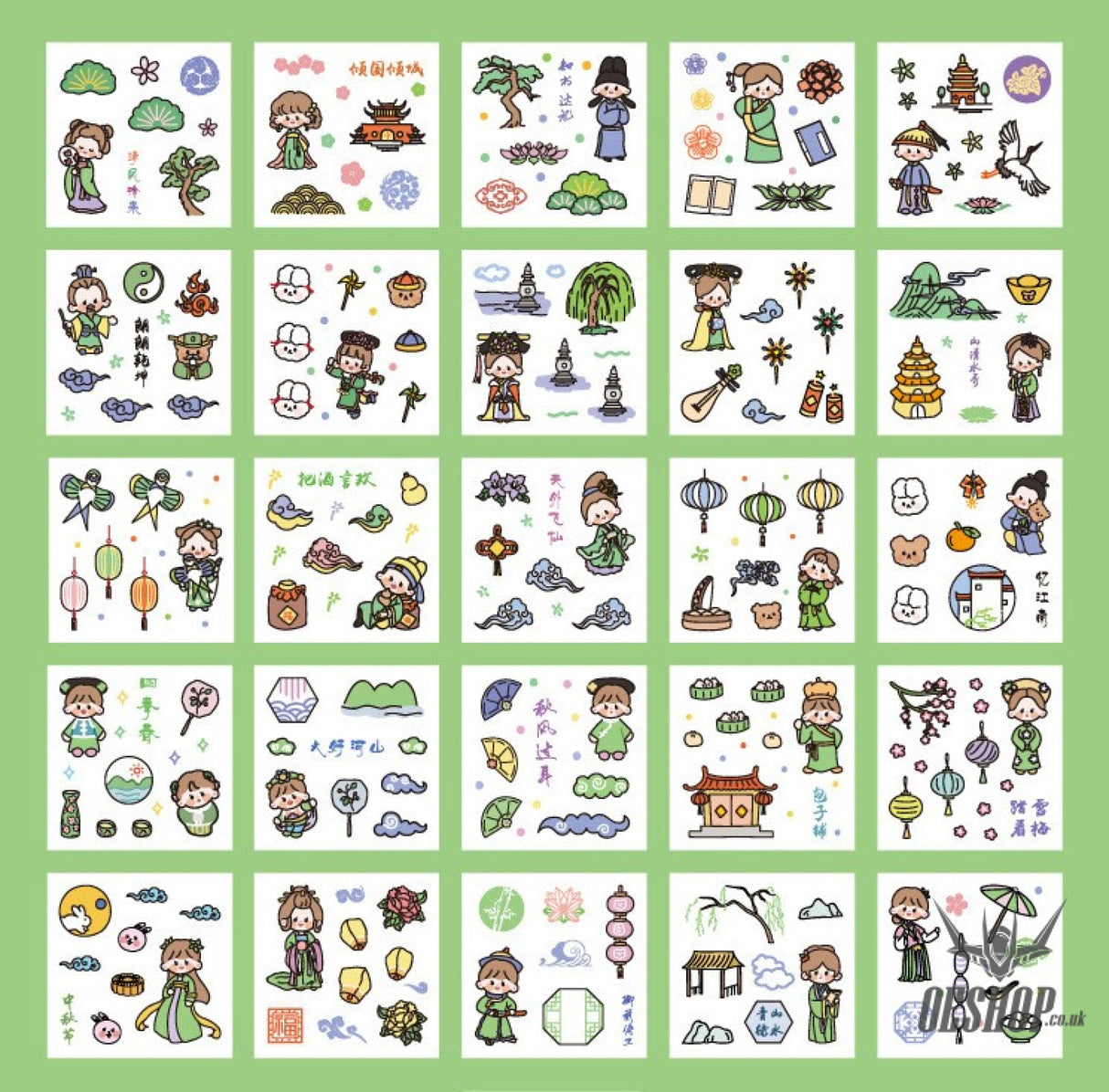 Paper Dyeing Sticker Gift Box Ancient Chinese style 100 sheets Washi Paper no repeated OEShop 8.99 OEShop