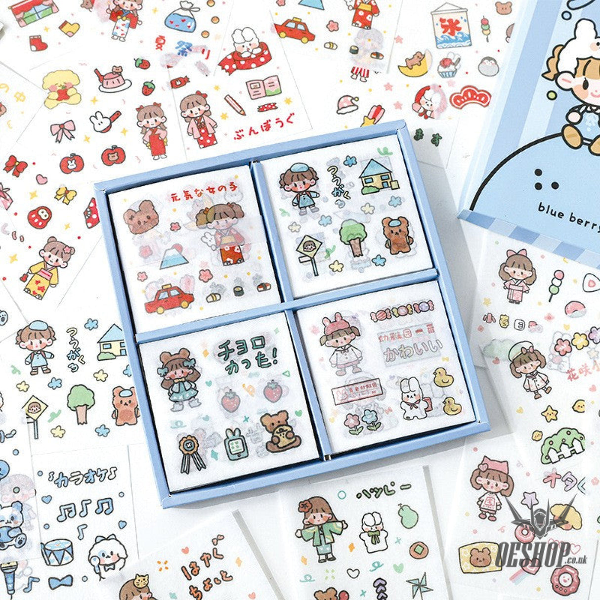Paper Dyeing Sticker Gift Box Blue Berry Power Everyday 100 sheets Washi Paper no repeated OEShop 8.99 OEShop