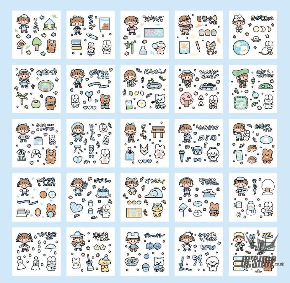 Paper Dyeing Sticker Gift Box Blue Berry Power Everyday 100 sheets Washi Paper no repeated OEShop 8.99 OEShop