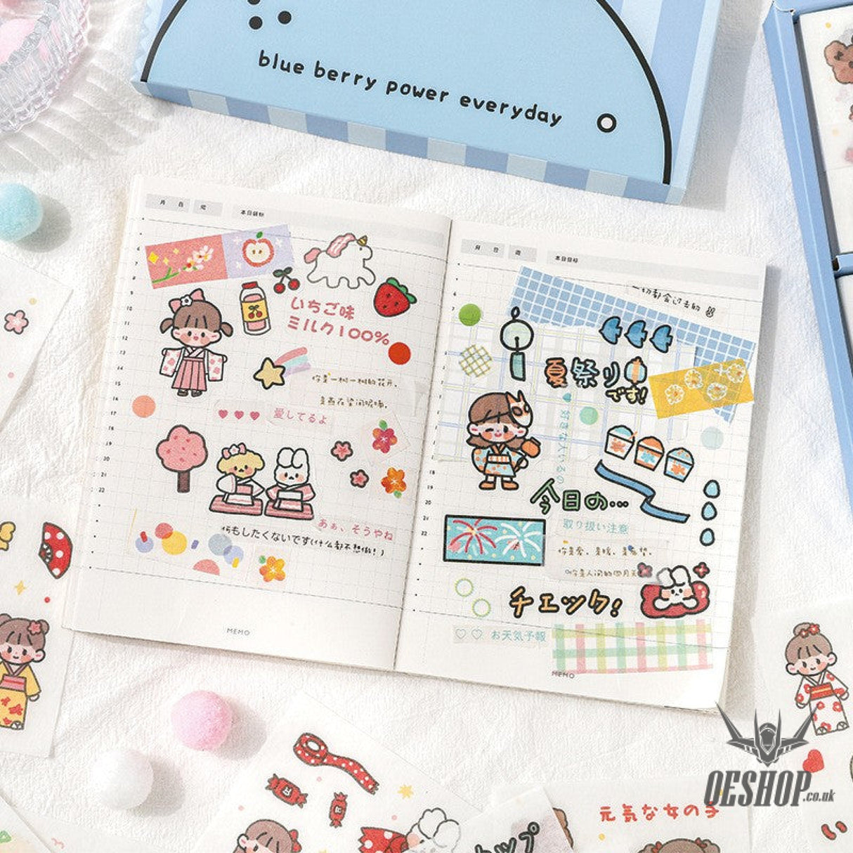 Paper Dyeing Sticker Gift Box Blue Berry Power Everyday 100 sheets Washi Paper no repeated OEShop 8.99 OEShop