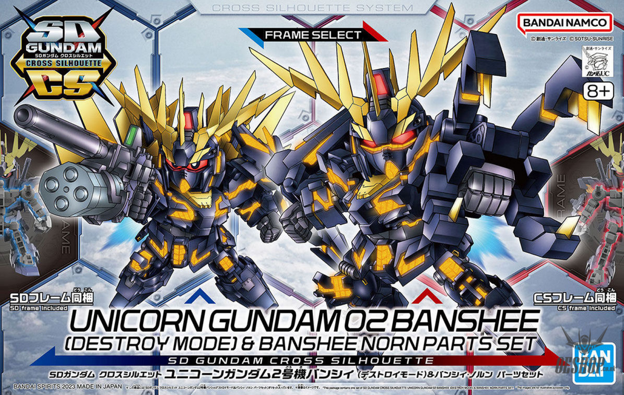 SD Gundam Cross Silhouette 19 Unicorn Gundam 2 Banshee (Destroy Mode) & Banshee Norn Parts Set Scale Model Kits