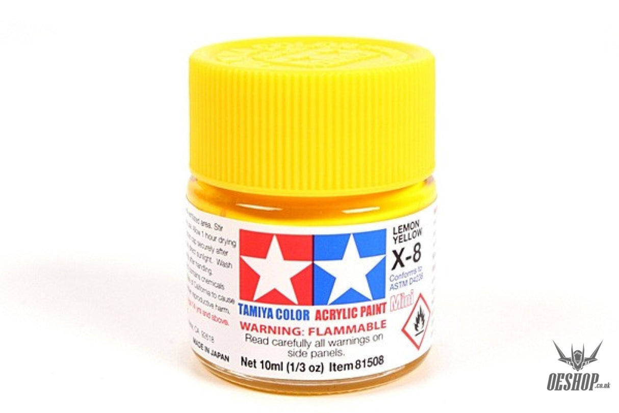 TAMIYA 81508 ACRYLIC MINI X-8 LEMON YELLOW 10ml Tamiya 1.85 OEShop